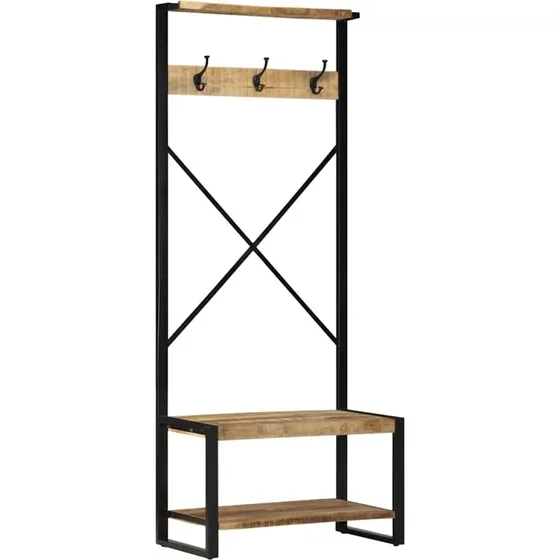 vidaXL Tøjstativ 80x40x190 cm massivt ru mangotræ brun