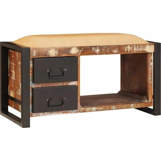 vidaXL Opbevaringsbænk 80 x 35 x 40 cm, flerfarvet, massivt genbrugstræ