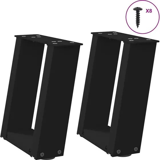 vidaXL U-formet sofabordsben 2 stk. sort 30x(30-31) cm stål