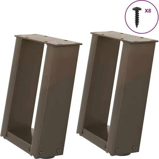 vidaXL sofabordsben U-formet 2 stk. naturstål 30x(30-31) cm