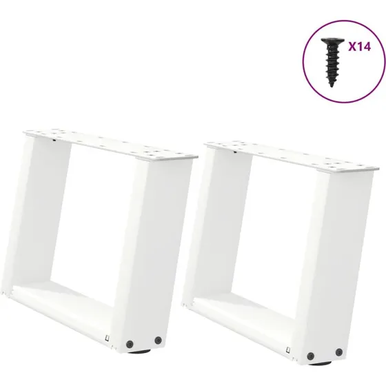 vidaXL U-formet sofabordsben 2 stk. hvid 40x(30-31) cm stål