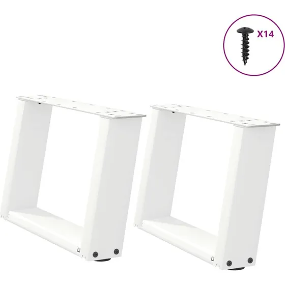vidaXL sofabordsben U-formet 2 stk. hvid 50x(30-31) cm stål