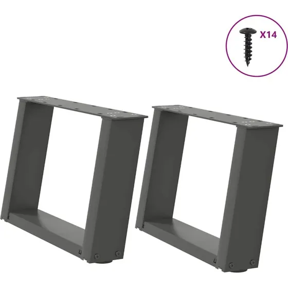 vidaXL sofabordsben U-formet 2 stk. antracit 50x(30-31) cm stål