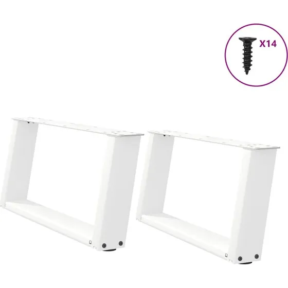 vidaXL U-formet sofabordsben 2 stk. hvid 60x(30-31) cm stål