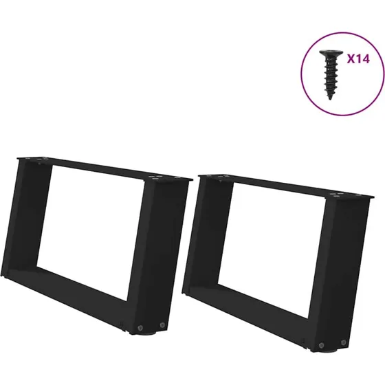 vidaXL sofabordsben U-formet 2 stk. sort 70 x (30-31) cm stål