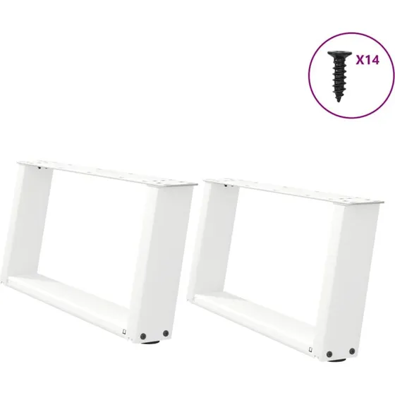 vidaXL sofabordsben U-formet 2 stk. hvid 70x(30-31) cm stål