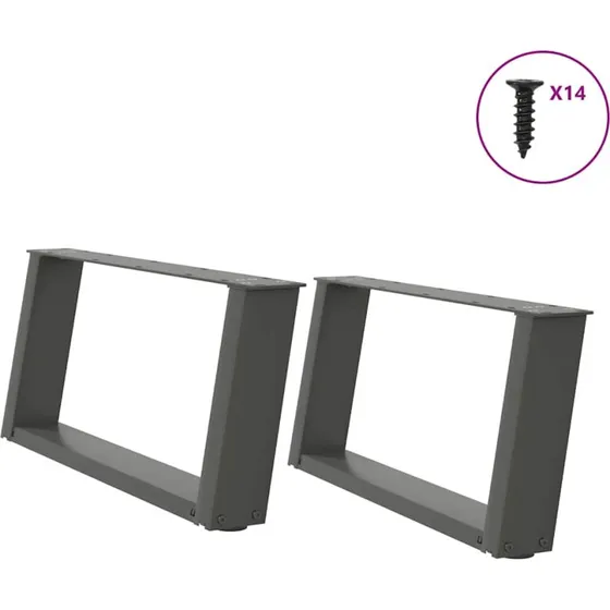 vidaXL sofabordsben U-formet 2 stk. antracit 70x(30-31) cm stål