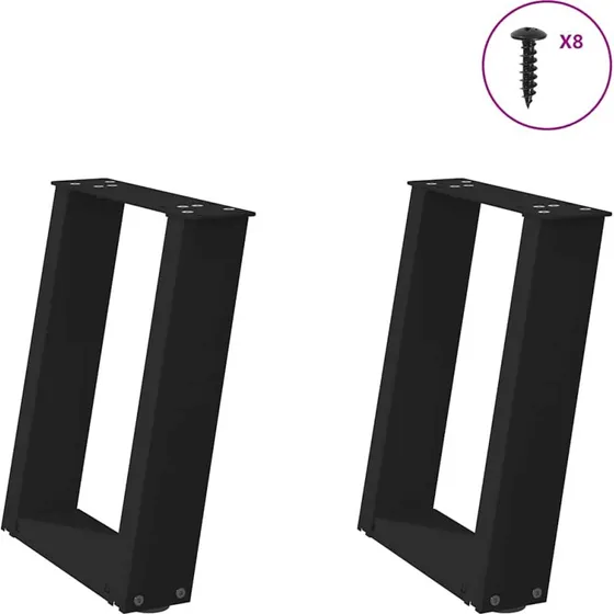 vidaXL sofabordsben U-formet 2 stk. sort 28 x (42-43) cm stål