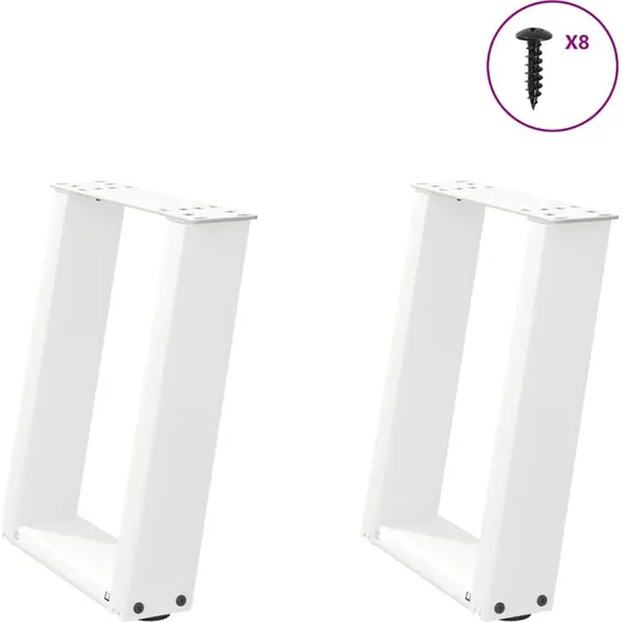 vidaXL sofabordsben U-formet 2 stk. hvid 28 x (42-43) cm stål