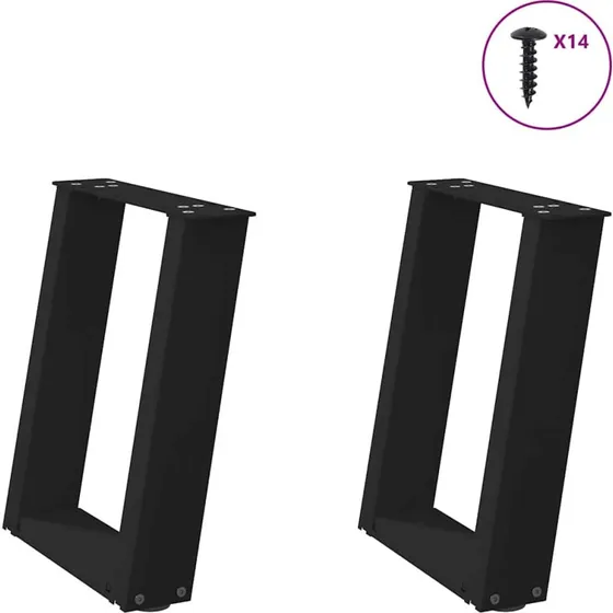 vidaXL sofabordsben U-formet 2 stk. sort 38 x (42-43) cm stål