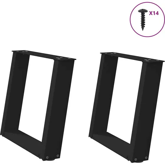 vidaXL sofabordsben U-formet 2 stk. sort 50x(42-43) cm stål