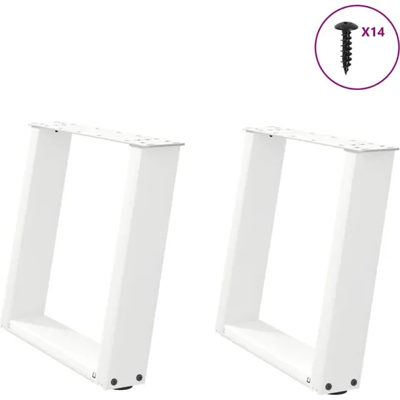 vidaXL sofabordsben U-formet 2 stk. hvid 50x(42-43) cm stål