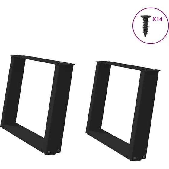 vidaXL sofabordsben U-formet 2 stk. sort 60 x (42-43) cm stål
