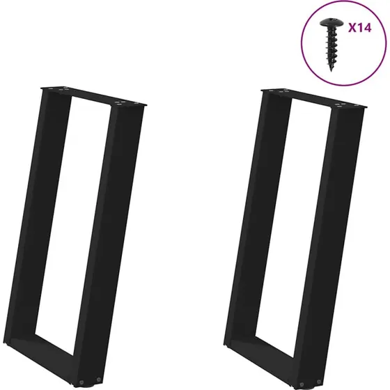 vidaXL spisebordsben U-formet 2 stk. sort 50x(72-73) cm stål