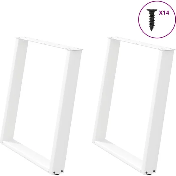 vidaXL spisebordsben U-formet 2 stk. hvid 70 x (72-73) cm stål