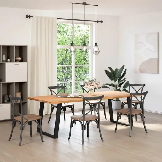 vidaXL spisebordsben U-formet 2 stk. sort 80 x (72-73) cm stål