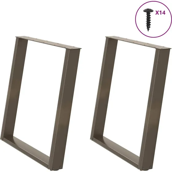 vidaXL U-formet spisebordsben 2 stk. naturstål 80x(72-73) cm