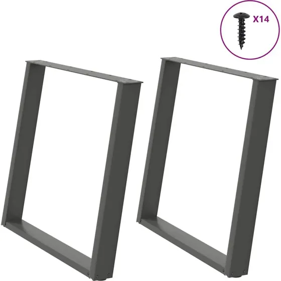vidaXL spisebordsben U-formet 2 stk. antracit 90x(72-73) cm stål