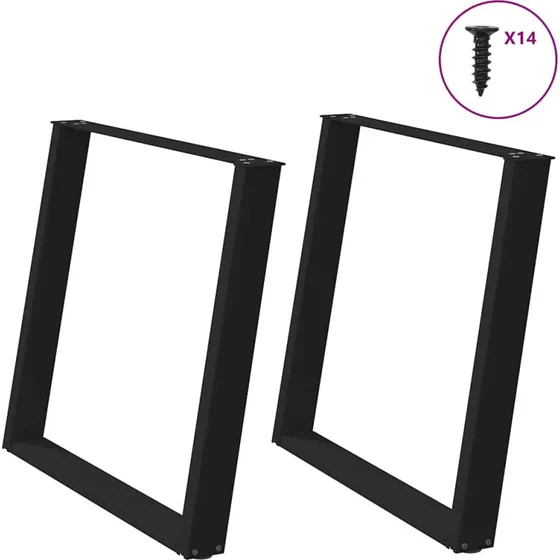 vidaXL spisebordsben U-formet 2 stk. sort 100x(72-73) cm stål
