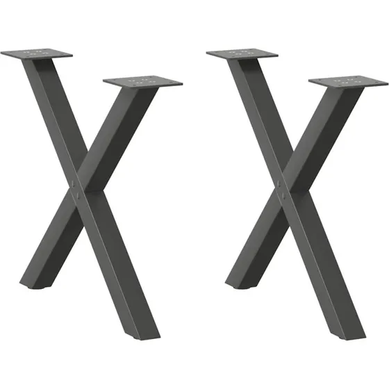vidaXL sofabordsben X-formet 2 stk. antracit 50x(42-43) cm stål