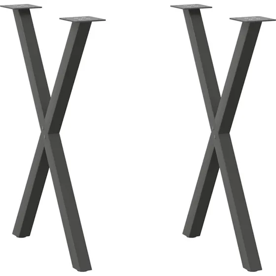 vidaXL spisebordsben X-formet 2 stk. antracit 50x(72-73) cm stål