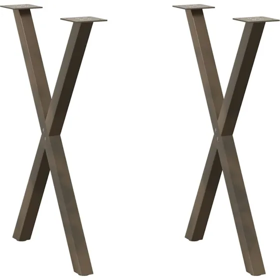 vidaXL X-formet spisebordsben 2 stk. naturstål 57 x (72-73) cm