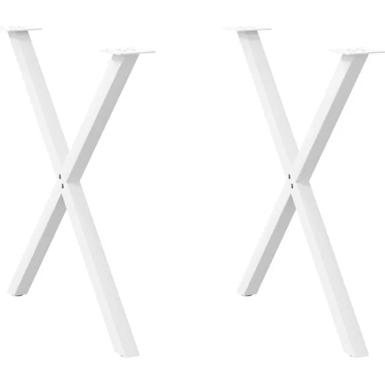 vidaXL X-formet spisebordsben 2 stk. hvid 80x(72-73) cm stål