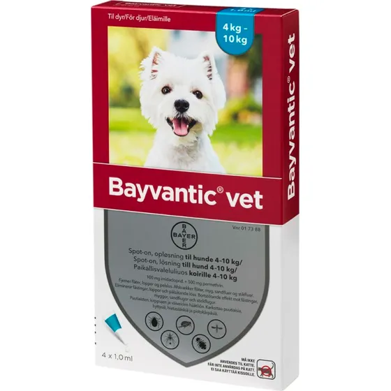 Bayvantic Vet spot-on til hund 4–10 kg, 4 x 1 ml