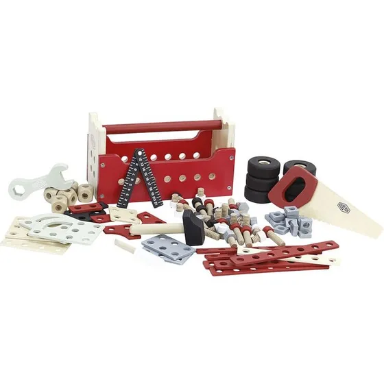 Vilac Træværktøjskasse til børn, 72 dele (vendbar arbejdsbænk)