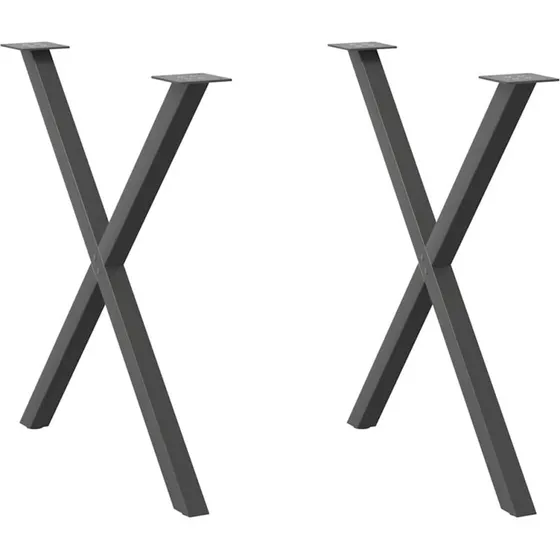 vidaXL X-formet spisebordsben 2 stk. antracit 80x(72-73) cm stål