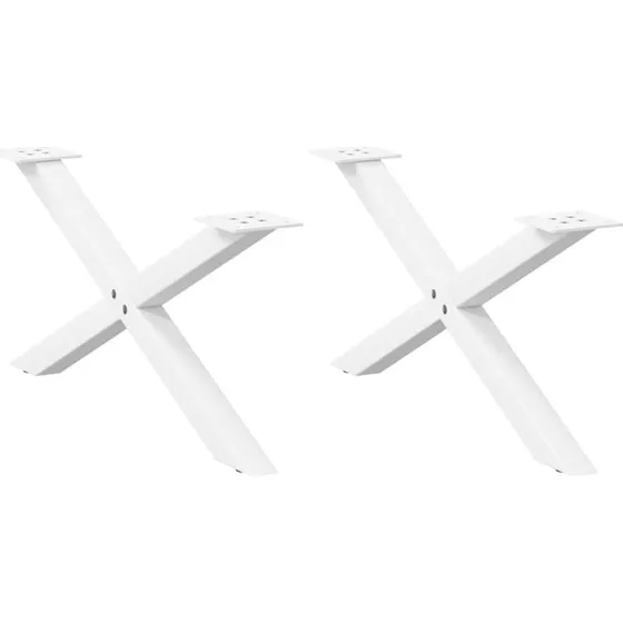 vidaXL X-formet sofabordsben 2 stk. hvid 70 x (30-31) cm stål