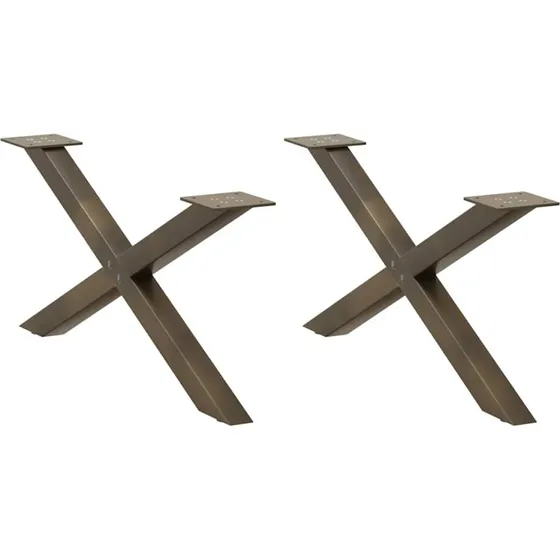 vidaXL sofabordsben X-formet 2 stk. naturstål 70x(30-31) cm