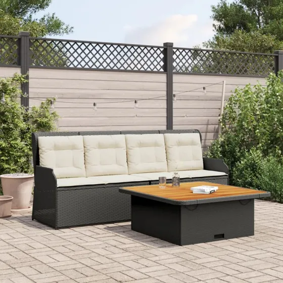 vidaXL 3-delssæt med hynder, polyrattan, sort