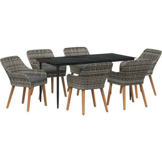 vidaXL Have Spisebordssæt 7 stk Grå Poly Rattan