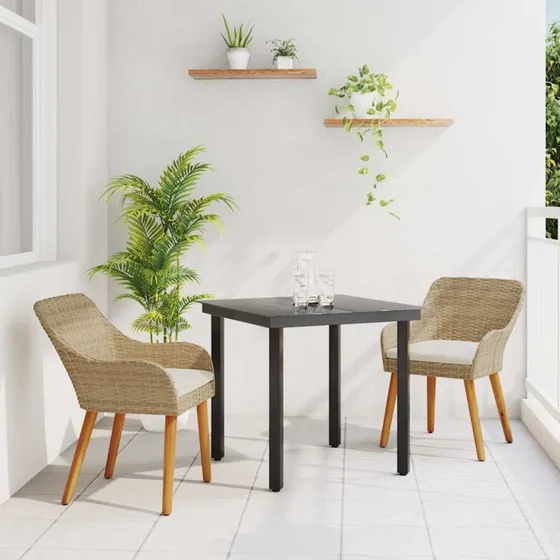 vidaXL Have Spisebordssæt 3 stk Beige Polyrrattan