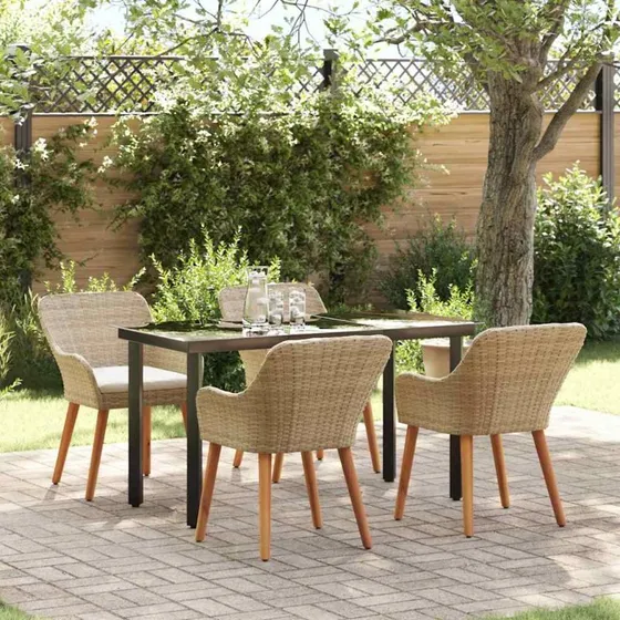 vidaXL Have Spisebordssæt 5 stk Beige polyrattan