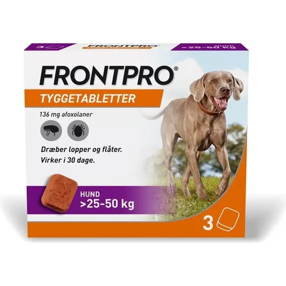 FRONTPRO tyggetabletter 136 mg til hund 25–50 kg, 3 stk