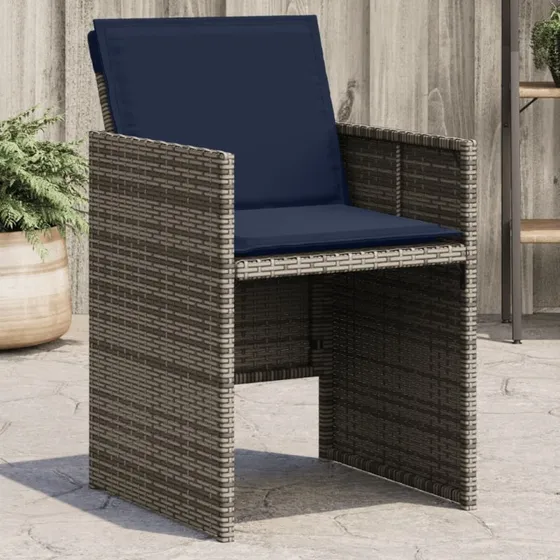 Havestole Med Hynder 4 Stk. Polyrattan Grå