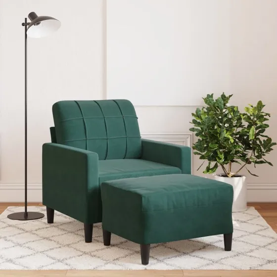 vidaXL Sofastol med Fodskammel 60 cm Mørkegrøn