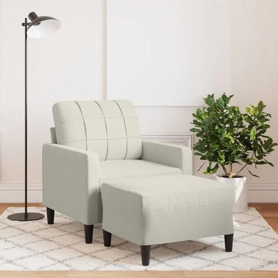 vidaXL sofastol med fodskammel 60 cm, velour cremefarvet