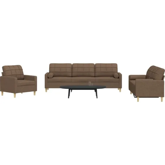 vidaXL sofasæt 3 dele brun med pyntepuder