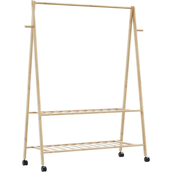 vidaXL Tøjstativ med Hylder og Hjul 132x45,5x155,5 cm Bambus