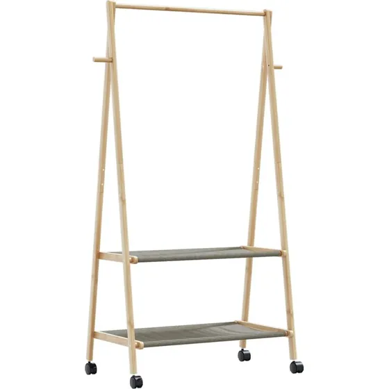 vidaXL Tøjstativ med Hylder og Hjul 96x45,5x155,5 cm Bambus