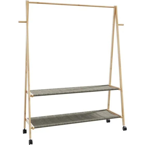 vidaXL Tøjstativ med Hylder og Hjul 132x45,5x155,5 cm Bambus