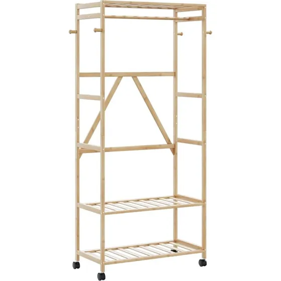 vidaXL Tøjstativ med Hylder og Hjul 90x40x179,5 cm Bambus