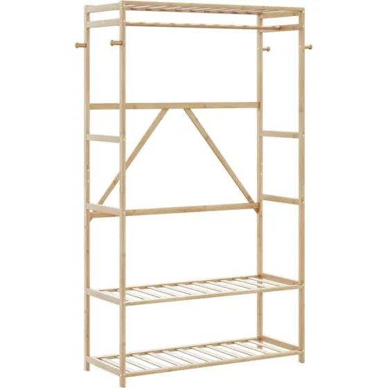 vidaXL Tøjstativ med Hylder 110x40x175 cm Bambus