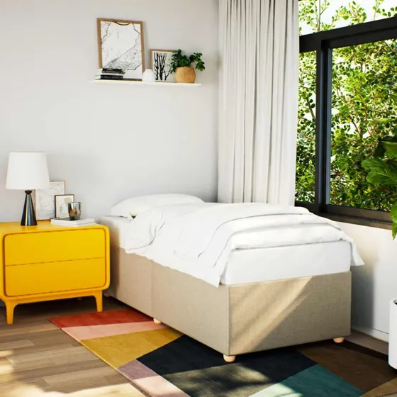 vidaXL Sengeramme Creme 100x200 cm Stof uden madras