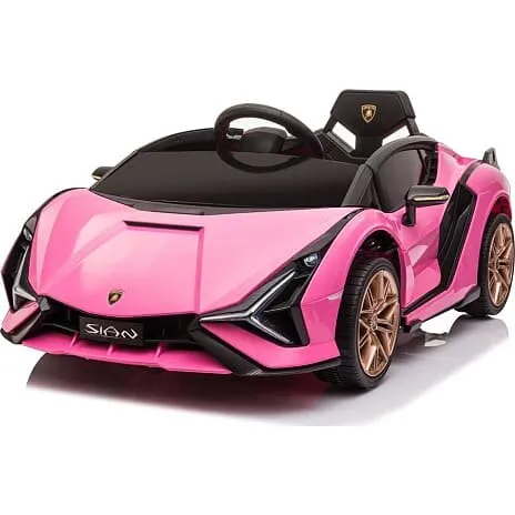 Lamborghini Sian 12V elektrisk bil – 4 motorer, gummihjul, pink