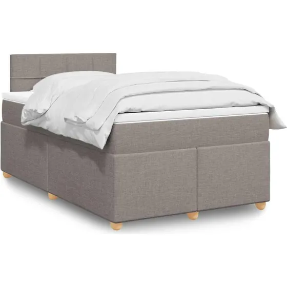 vidaXL Kontinentalseng 120x190 cm stof gråbrun med pocketmadras