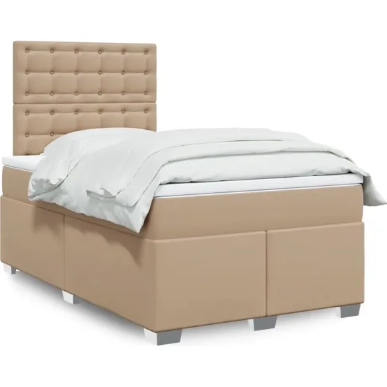 vidaXL Kontinentalseng 120x190 cm Cappuccino Kunstlæder